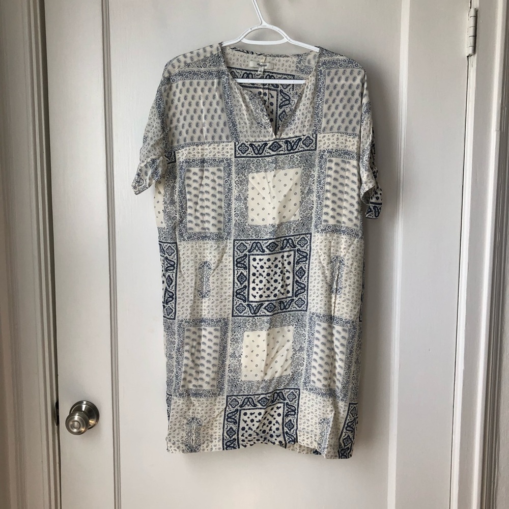 Madewell silk blue bandana pattern dress small